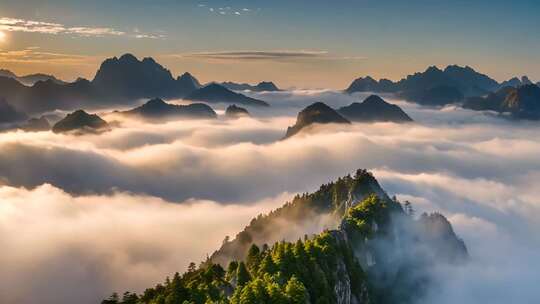 山脉云海日出风光