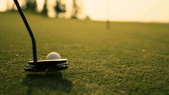 把高尔夫球放在高尔夫球场的果岭上，把高尔视频素材模板下载