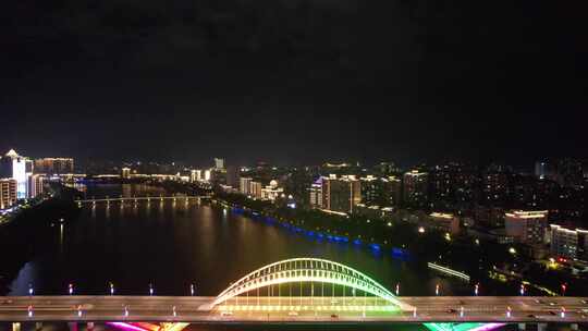 江西赣州章江大桥夜景灯光航拍