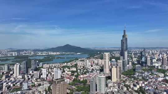 南京城市大景紫峰大厦航拍