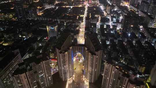 温州市鹿城区夜景大景全景航拍夜晚世贸中心