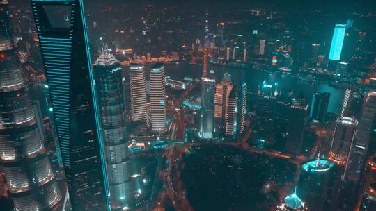 上海夜景航拍风光视频素材模板下载