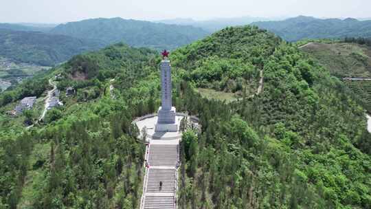 陕西安康牛蹄岭纪念碑航拍视频