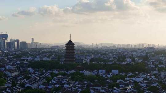 苏州姑苏区北寺塔4K航拍视频素材模板下载