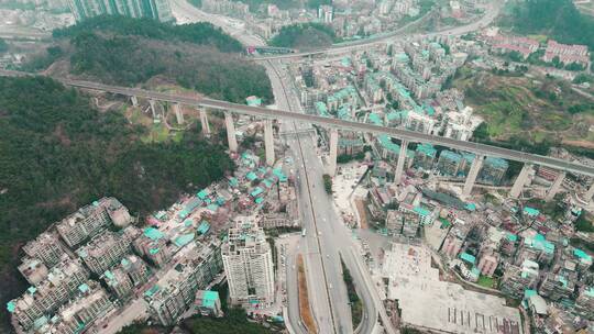 航拍 贵州 城市 贵阳 高架 基建 城市 4K