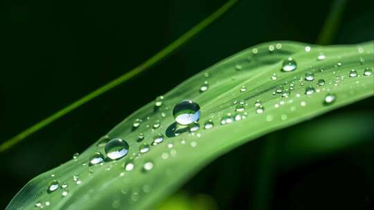 露珠 绿叶上的水珠  露水