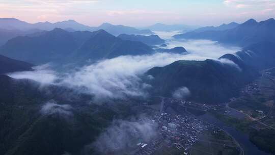 杭州富阳美丽乡村山川云海航拍