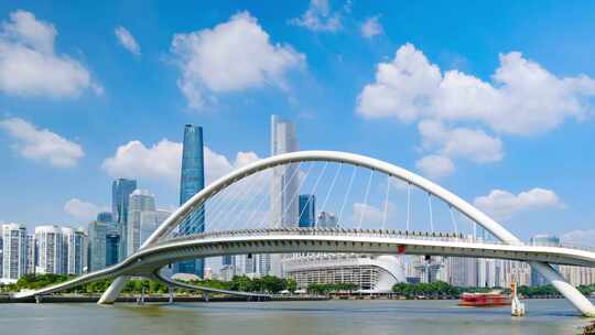 广州珠江新城海心桥江景延时视频素材模板下载