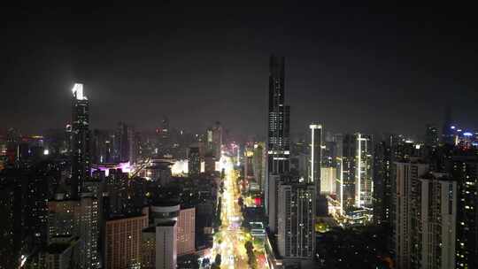 湖北武汉夜景武汉江汉路夜景航拍