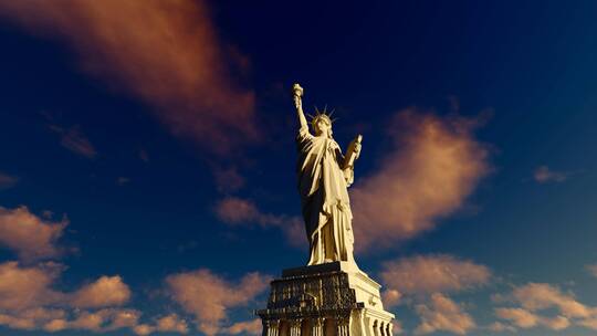 美国自由女神像延时摄影