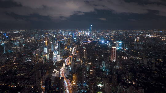 上海城市夜景延时-静安望向陆家嘴