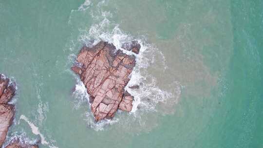 福建霞浦海岸礁石海浪风景航拍