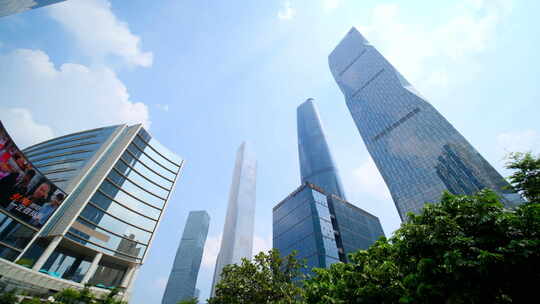 广州珠江新城 仰拍仰视高楼大厦