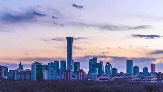 北京国贸CBD城市天际线日落日转夜大气延时