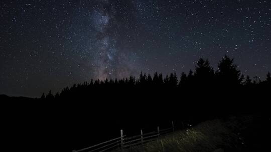 夜空中星星的运动延时摄影