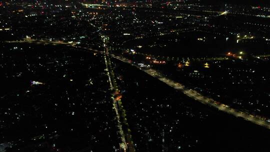 泉州市区夜景航拍500米高空泉州城市大景