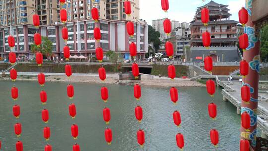 4K红灯笼装饰—喜庆红色灯笼—传统节日