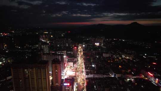 贵州凯里北京西路城市夜景灯光交通航拍