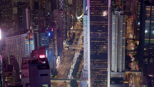 香港航拍城市夜景大景