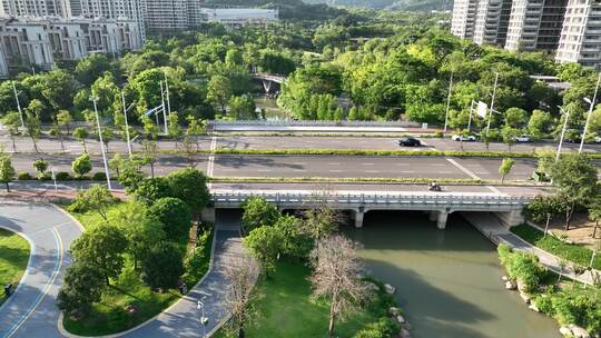 福州晋安湖公园东二环航拍