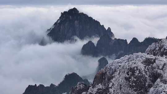 安徽黄山雪景视频素材模板下载