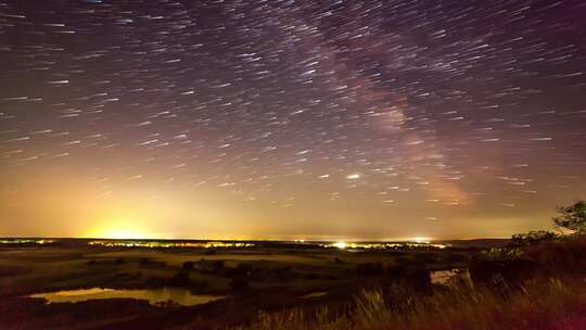 群山星夜时间流逝