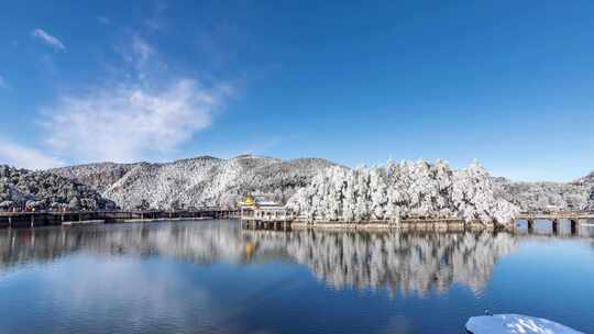 庐山风景区如琴湖雪后初霁延时