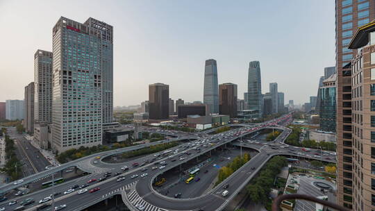 北京国贸桥日转夜延时4K