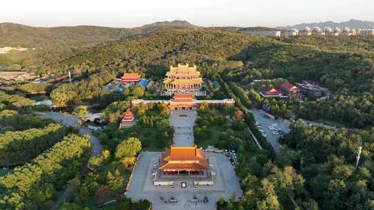 航拍鞍山市玉佛寺（玉佛苑）