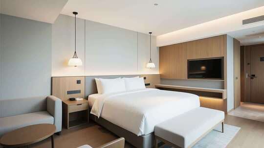 现代酒店卧室室内场景