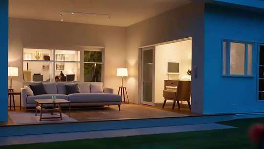 现代家居客厅黄昏景致