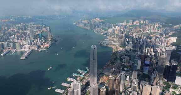 香港航拍港岛穿云大景