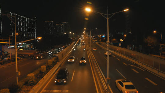 厦门城市道路夜景延时拍摄