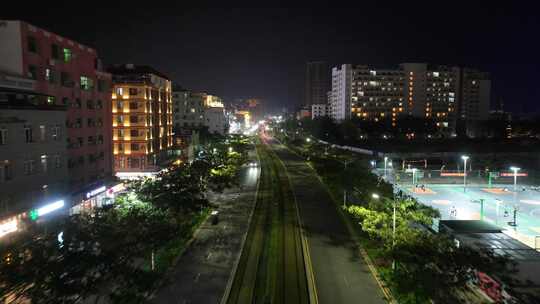 海南三亚胜利路夜景航拍