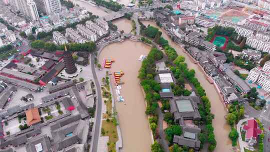 航拍淮安里运河大运河漕运文化