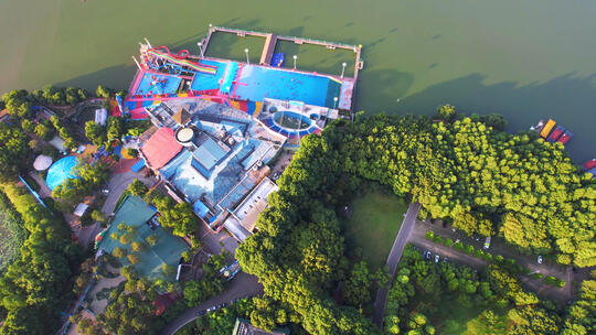航拍武汉5A级旅游景区东湖湖景自然风光