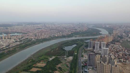 泉州大景航拍市区丰泽区晋江阴天城市