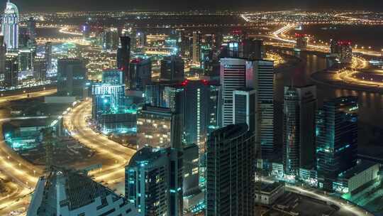 迪拜城市景观夜景