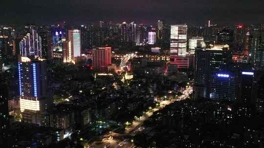 广州越秀区城市夜景与交通