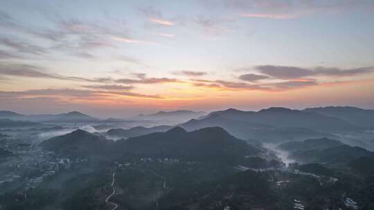 大山日出航拍延时