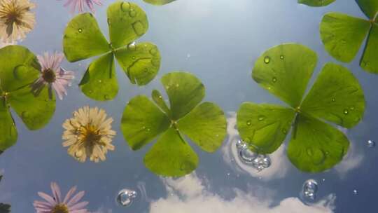 水上浮萍水里春天鲜花漂浮水面