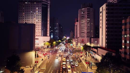 昆明北京路夜景航拍视频素材模板下载