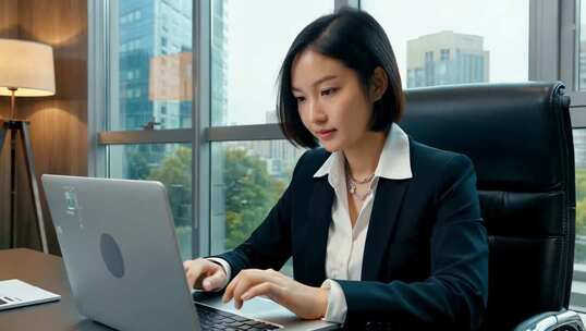 女商人办公室使用笔记本电脑