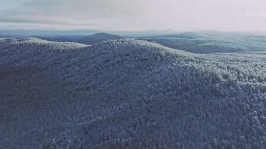 航拍大兴安岭冷极冬日雾凇雪凇美景