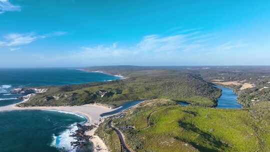 澳大利亚格纳拉布普海滩、海岸线、海洋和绿视频素材模板下载