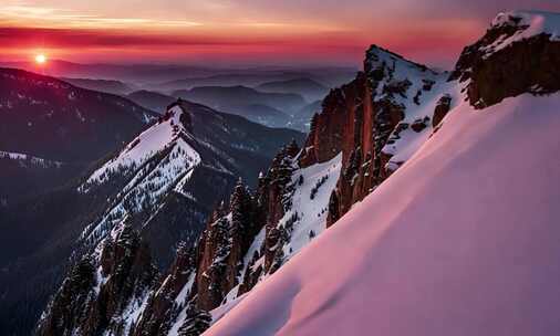 日落 登山人员登山