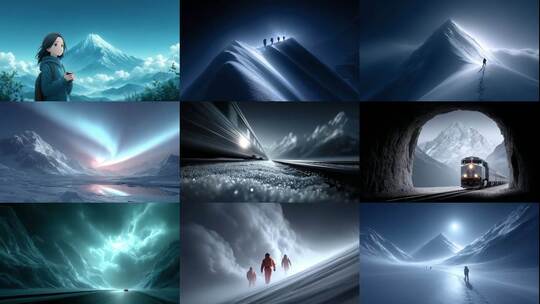 雪山之巅的壮丽景色与探险者的无畏征程高清在线视频素材下载