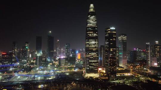 深圳南山区深圳湾夜景航拍