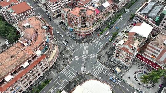 泉州市区交通航拍城市道路老城区街道