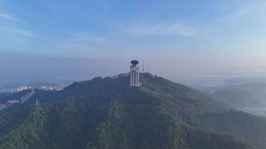 广西梧州白云山景区西江明珠塔航拍